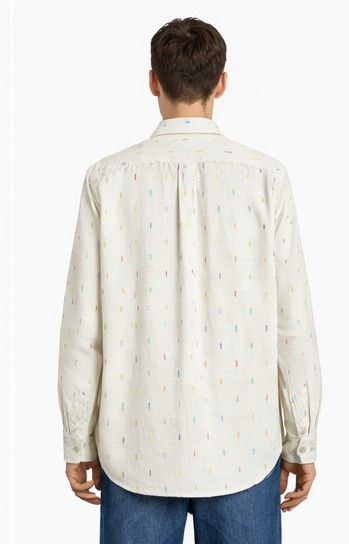 Men’s Off-White Printed Casual Shirt – Regular Fit