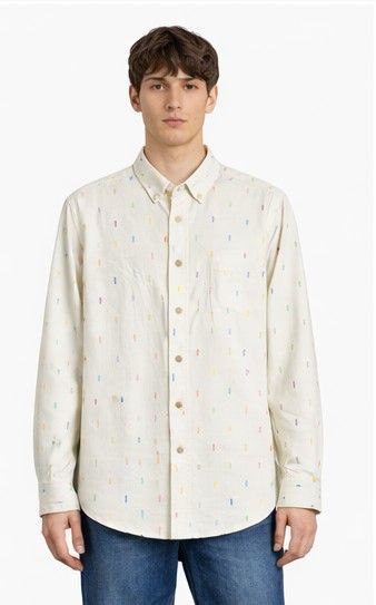 Men’s Off-White Printed Casual Shirt – Regular Fit