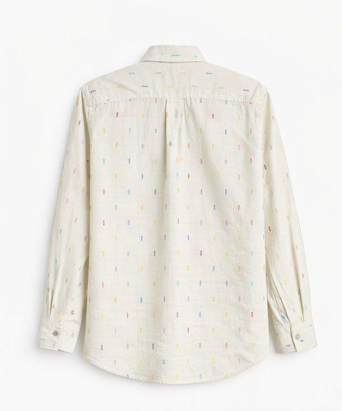 Men’s Off-White Printed Casual Shirt – Regular Fit