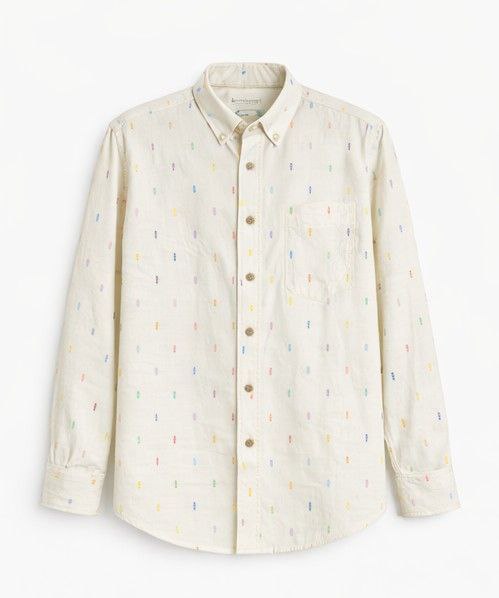 Men’s Off-White Printed Casual Shirt – Regular Fit